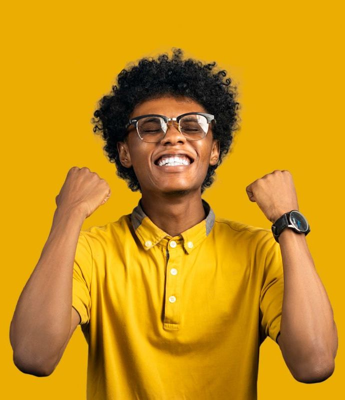 Excited man celebrating